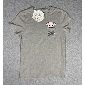 Box Lunch Harry Potter T-Shirt Gray Free Dobby Pocket Tee Graphic Tee Sz M NWT